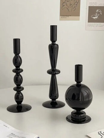 Bougeoir en Verre Noir